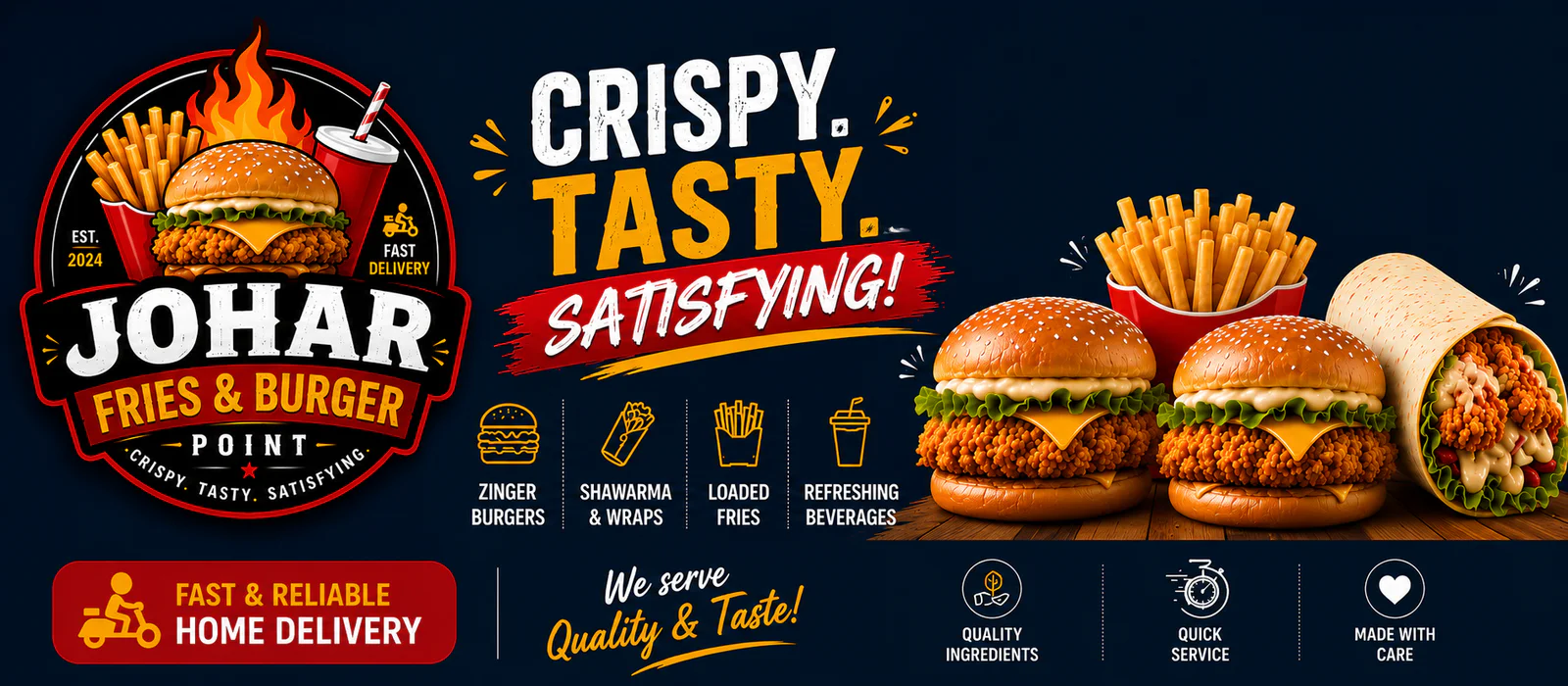 Johar Fries & Burger Point banner - order online in Gulistan-e-Jauhar Block 1, Karachi