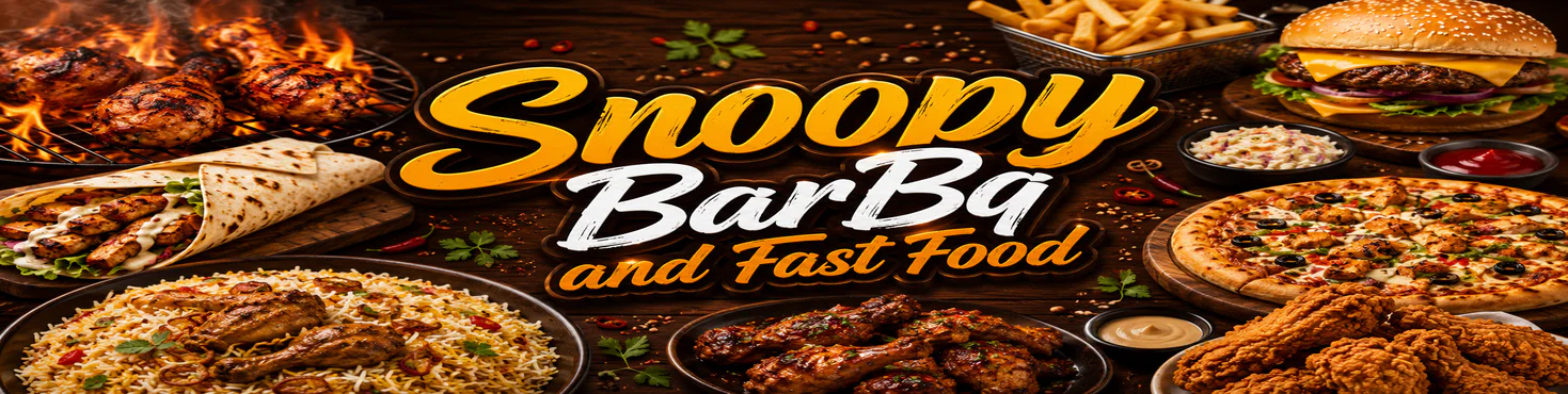 Snoopy BarBq and Fast Food banner - order online in Baldia Sector 4, Karachi