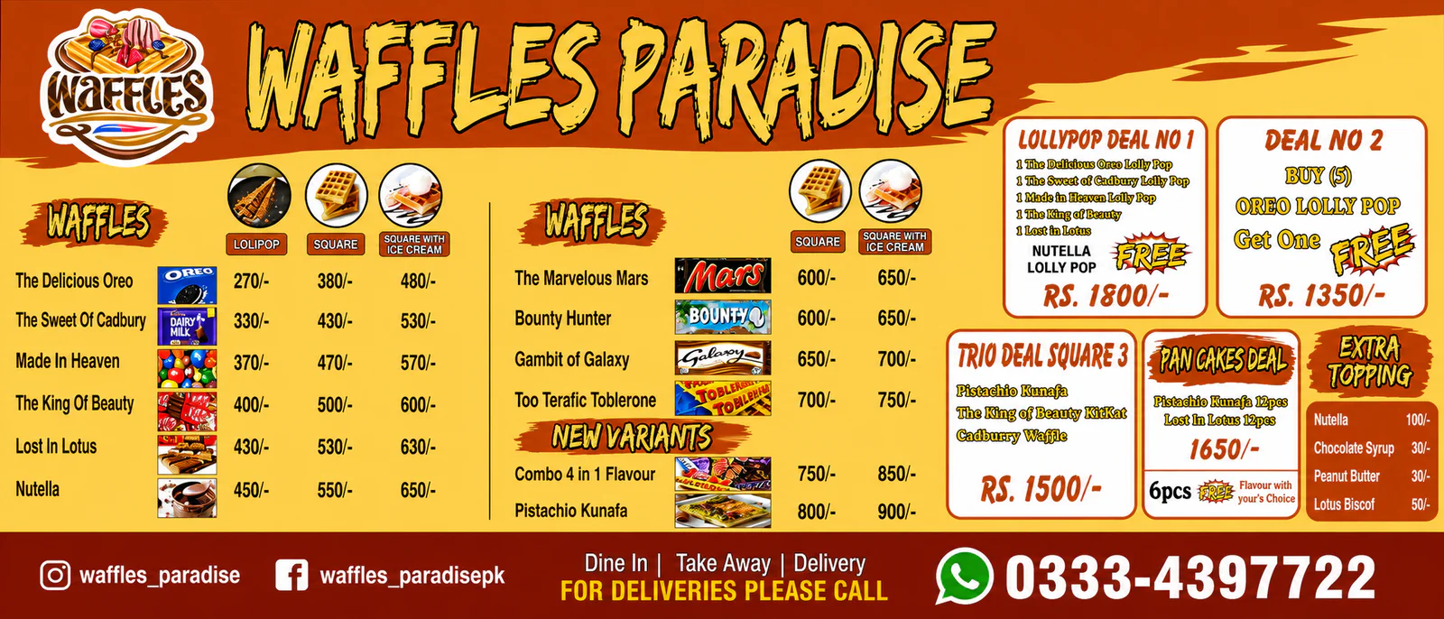 Waffles Paradise banner - order online in Gulistan-e-Johar Block 18, Karachi