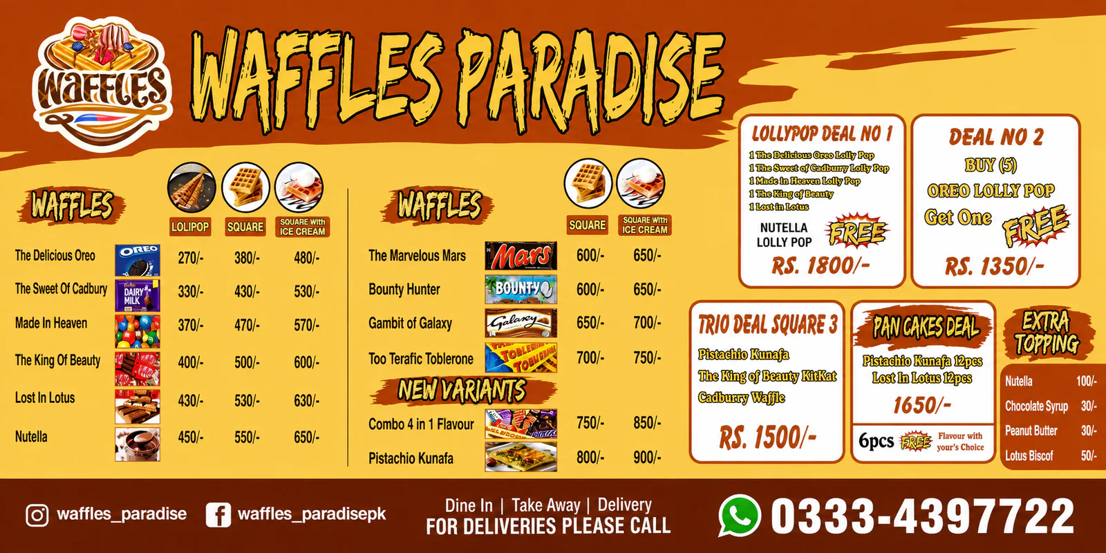 Waffles Paradise banner - order online in Gulistan-e-Johar Block 18, Karachi