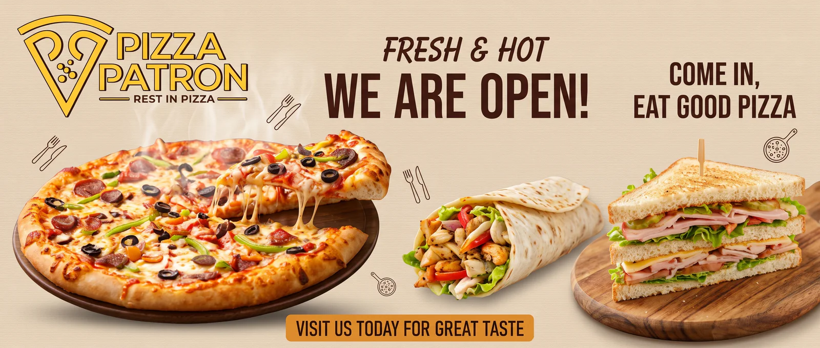 Pizza Patron banner - order online in Delivery Only