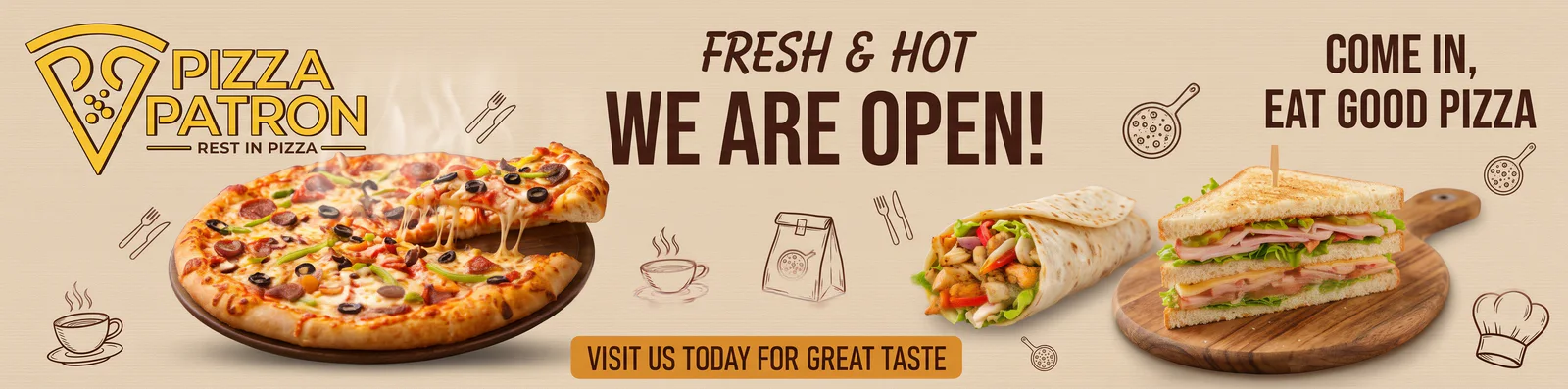 Pizza Patron banner - order online in Delivery Only