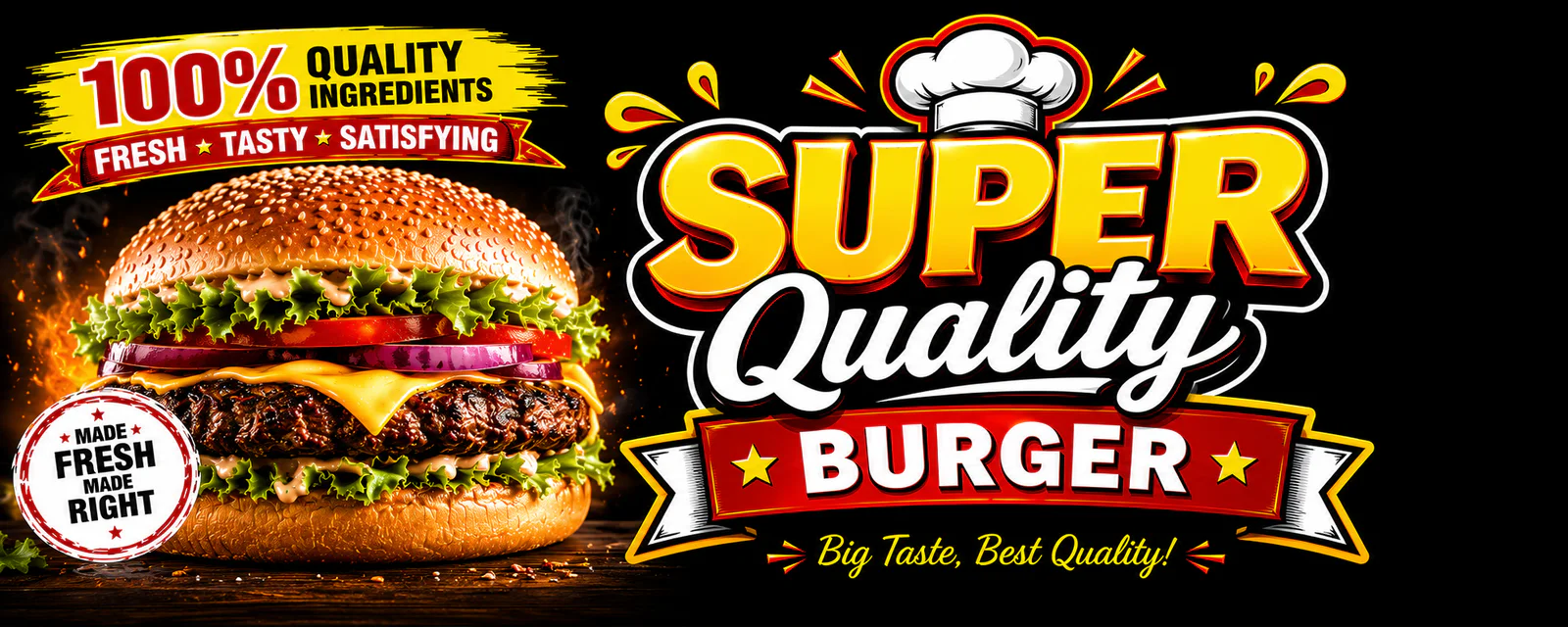 Super quality burger banner - order online in Gulzar-e-Hijri Scheme 33, Karachi