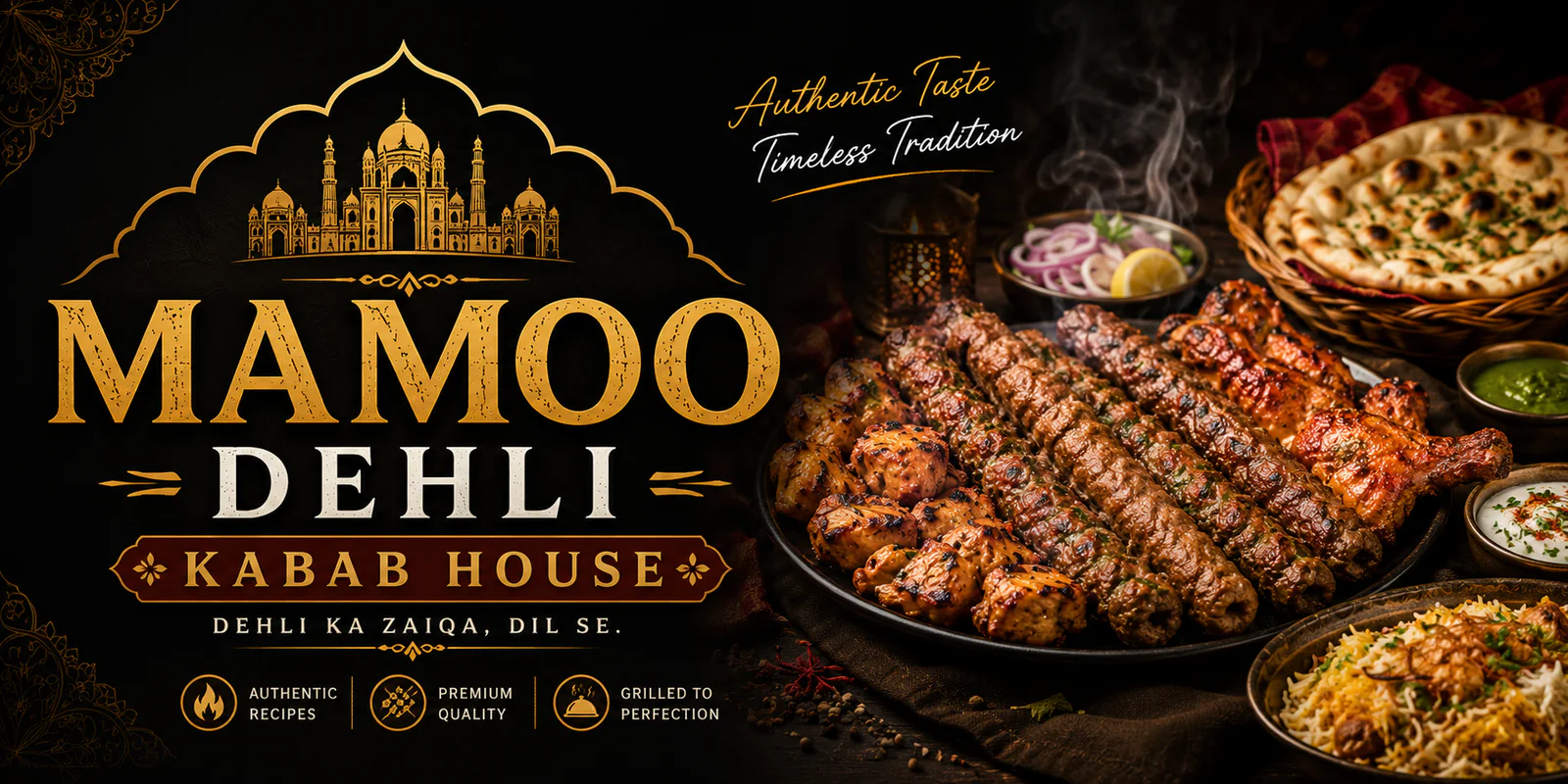 Mamoo Dehli Kabab House banner - order online in Delivery Only