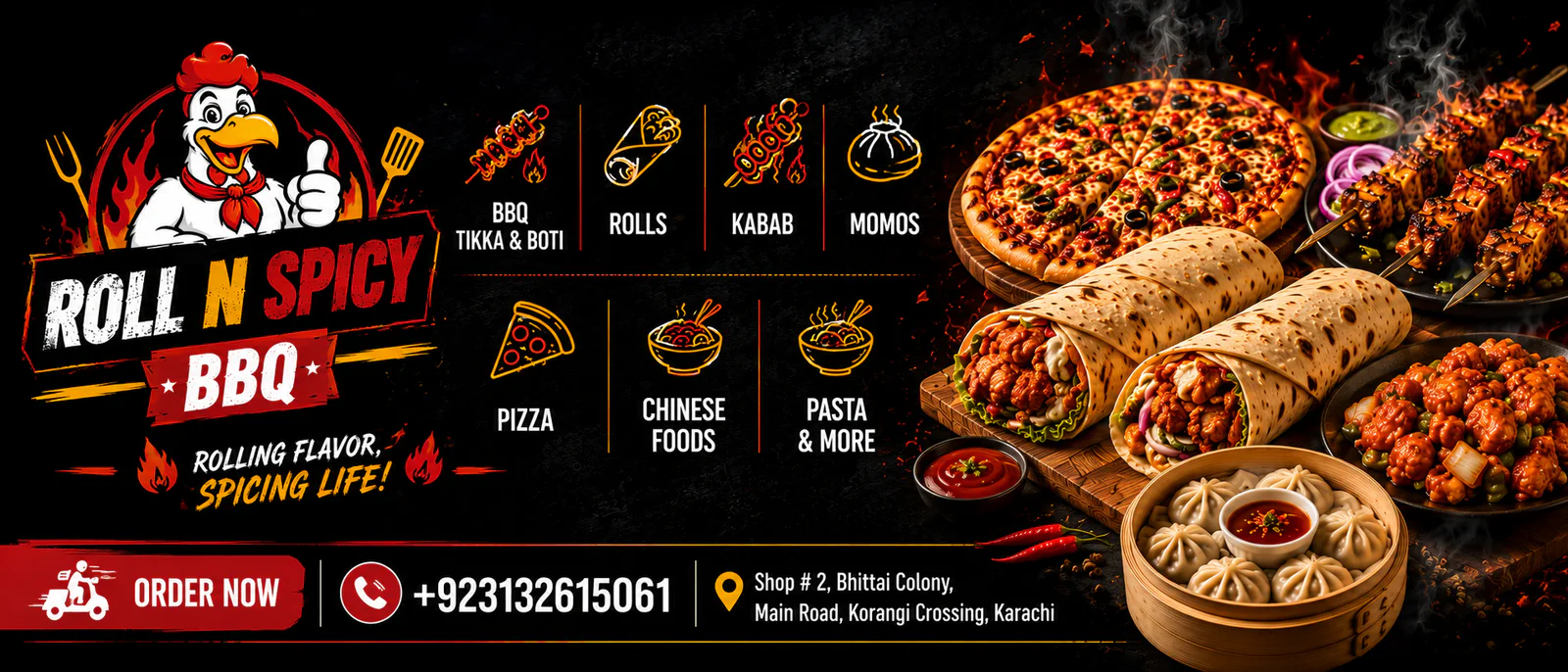 Roll N Spicy BBQ banner - order online in Delivery Only