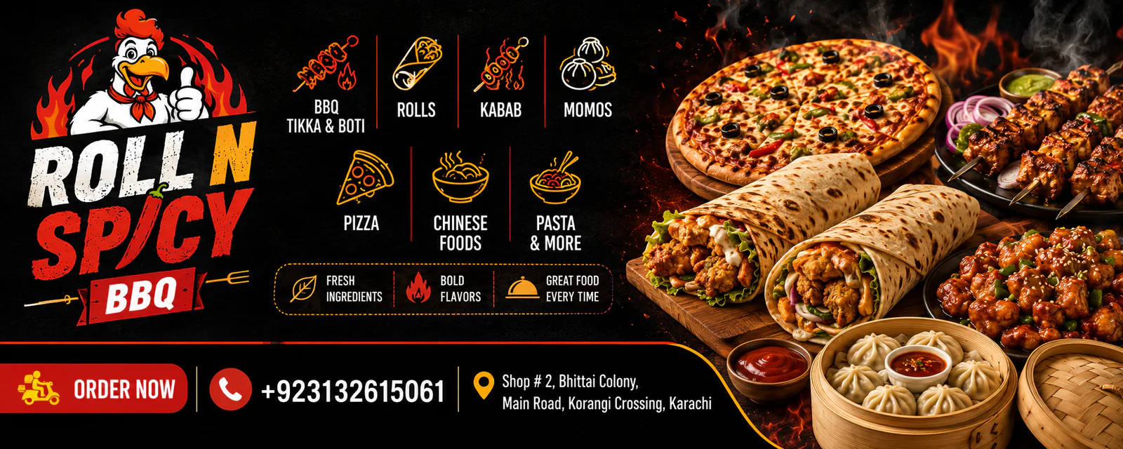 Roll N Spicy BBQ banner - order online in Delivery Only