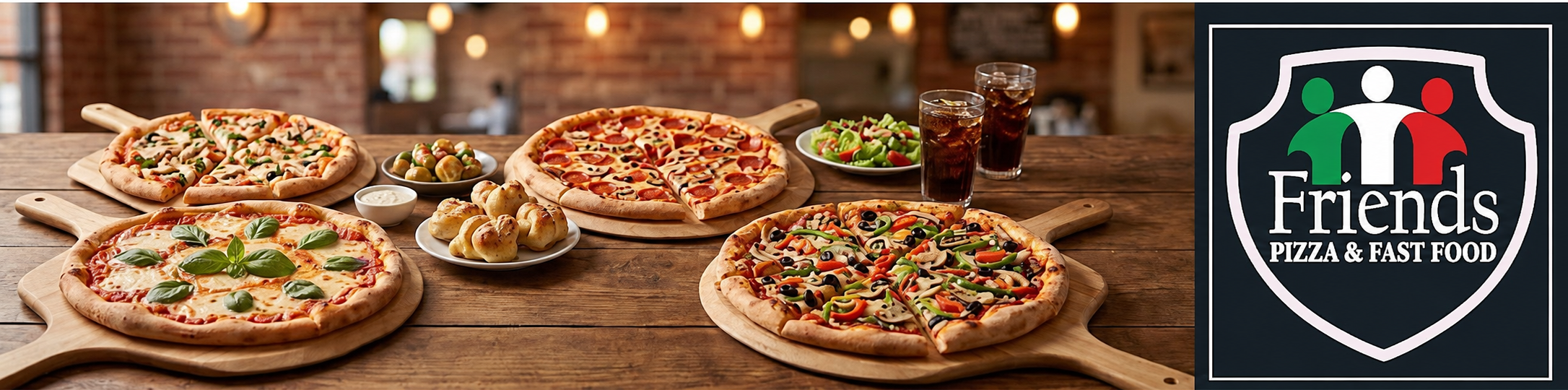 Friends pizza and fast-food