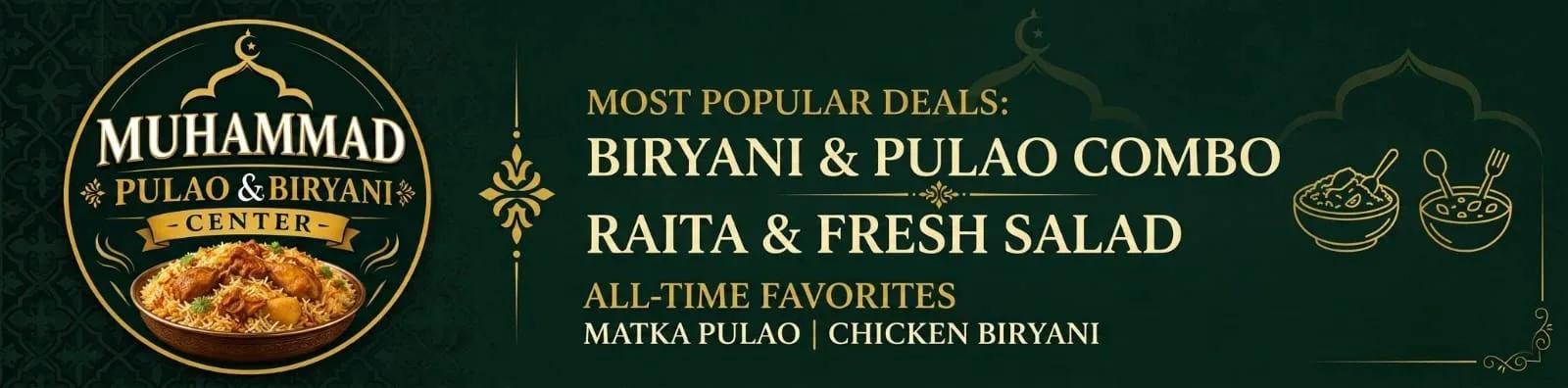 Muhammad Pulao & Biryani Center banner - order online in Gulistan-e-Jauhar Block 17, Karachi