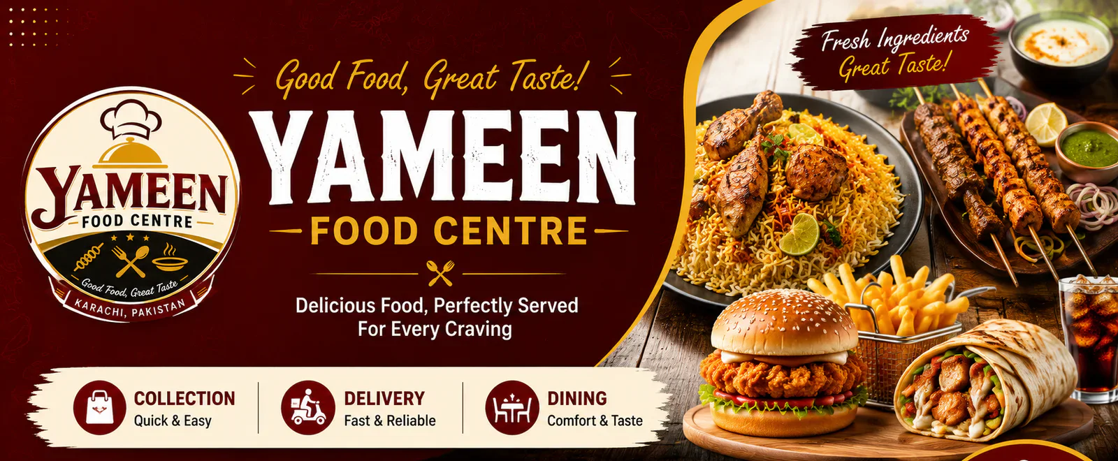 Yameen Food Centre - Karachi banner - order online in Shah Faisal Colony, Karachi