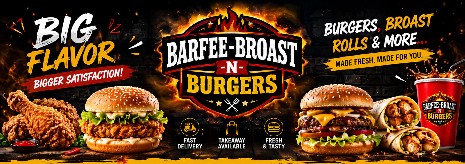 BARFEE-BROAST N BURGERS - Karachi banner - order online in Shah Faisal Colony, Karachi